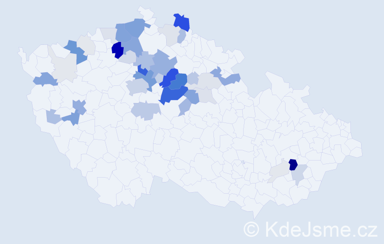 Příjmení: 'Zalabáková', počet výskytů 222 v celé ČR