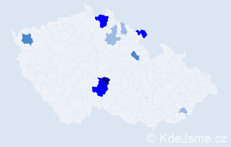 Příjmení: 'Tomanicová', počet výskytů 21 v celé ČR