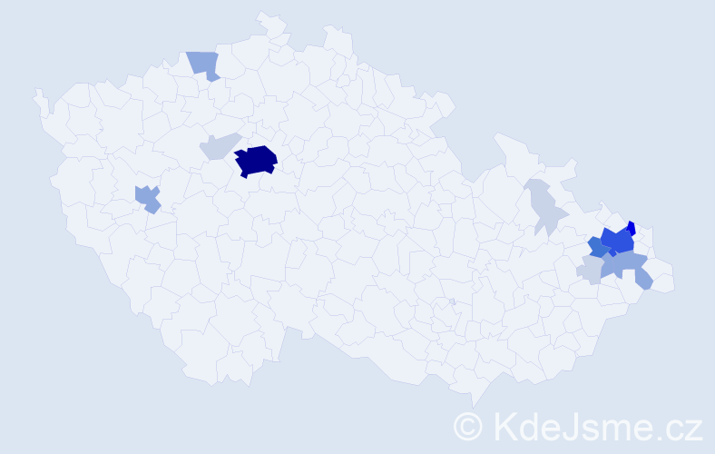 Příjmení: 'Cichoň', počet výskytů 50 v celé ČR
