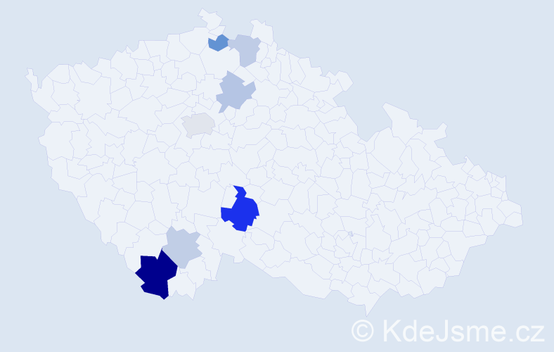Příjmení: 'Cajzová', počet výskytů 13 v celé ČR