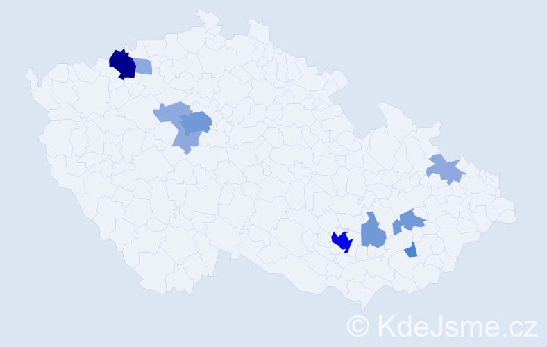Příjmení: 'Mitev', počet výskytů 24 v celé ČR