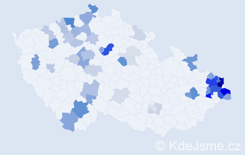 Příjmení: 'Kusová', počet výskytů 188 v celé ČR
