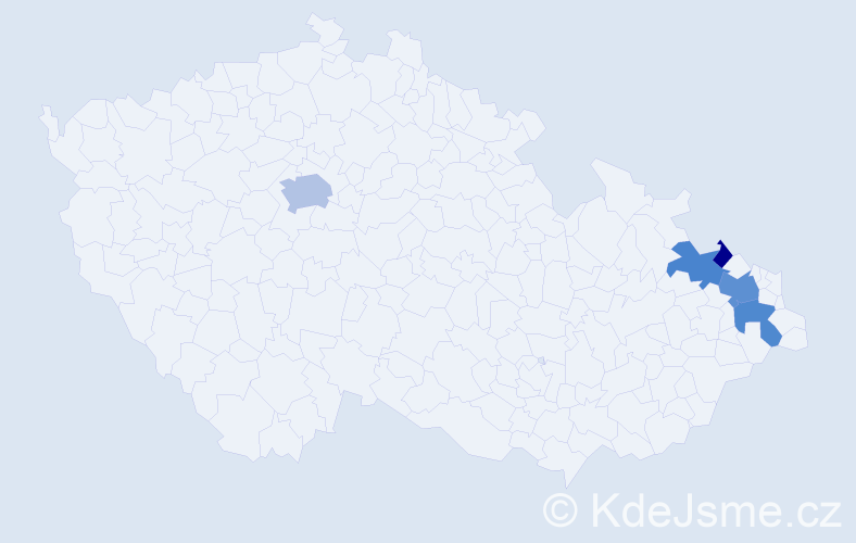 Příjmení: 'Křáková', počet výskytů 13 v celé ČR