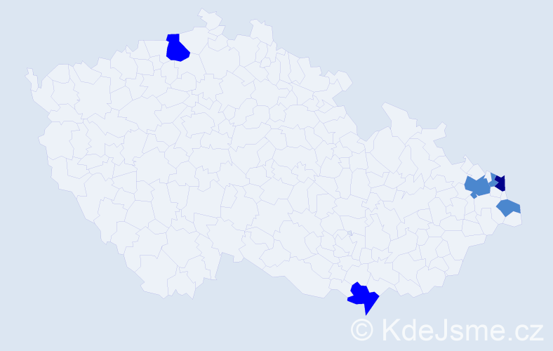 Příjmení: 'Bobrzyková', počet výskytů 10 v celé ČR