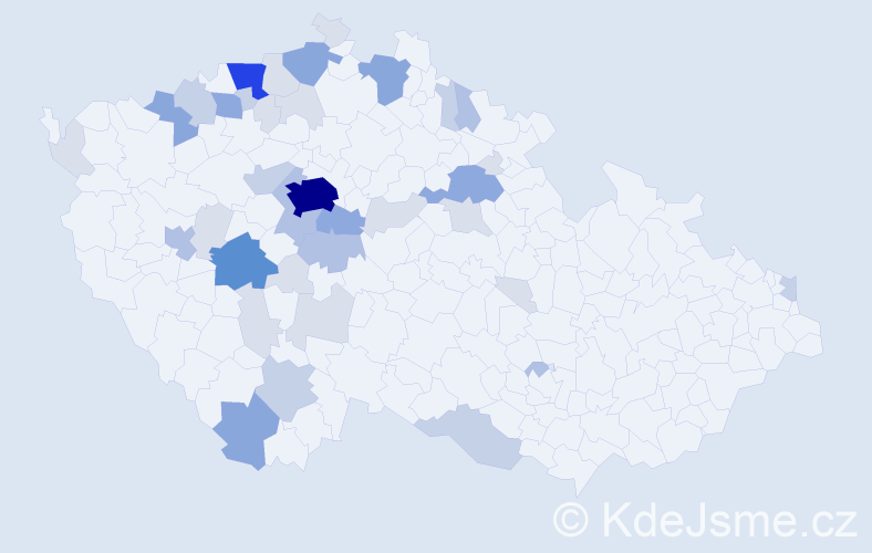 Příjmení: 'Malkovský', počet výskytů 122 v celé ČR