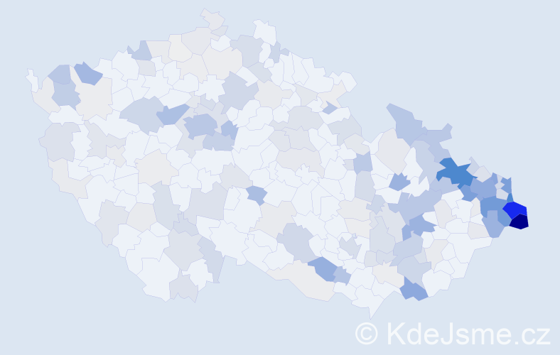 Příjmení: 'Mazur', počet výskytů 665 v celé ČR