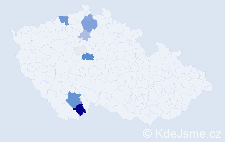 Příjmení: 'Machutka', počet výskytů 26 v celé ČR