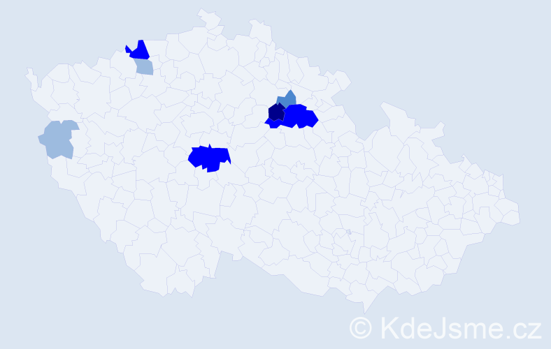 Příjmení: 'Husman', počet výskytů 17 v celé ČR