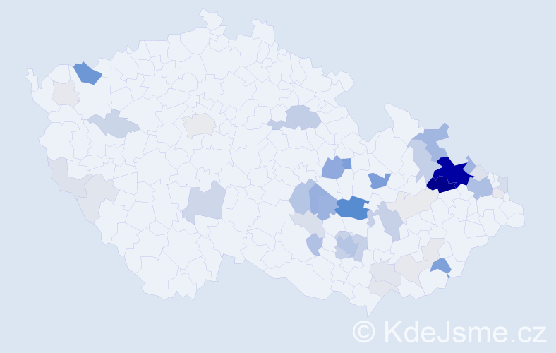 Příjmení: 'Elblová', počet výskytů 171 v celé ČR