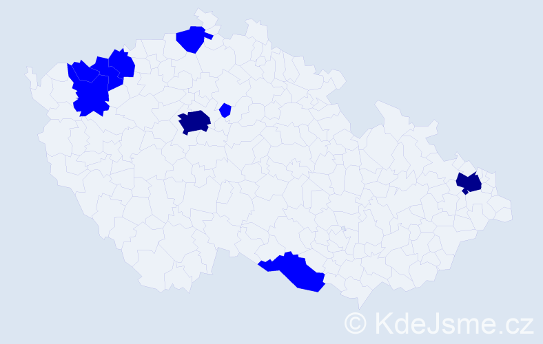 Příjmení: 'Thai', počet výskytů 11 v celé ČR