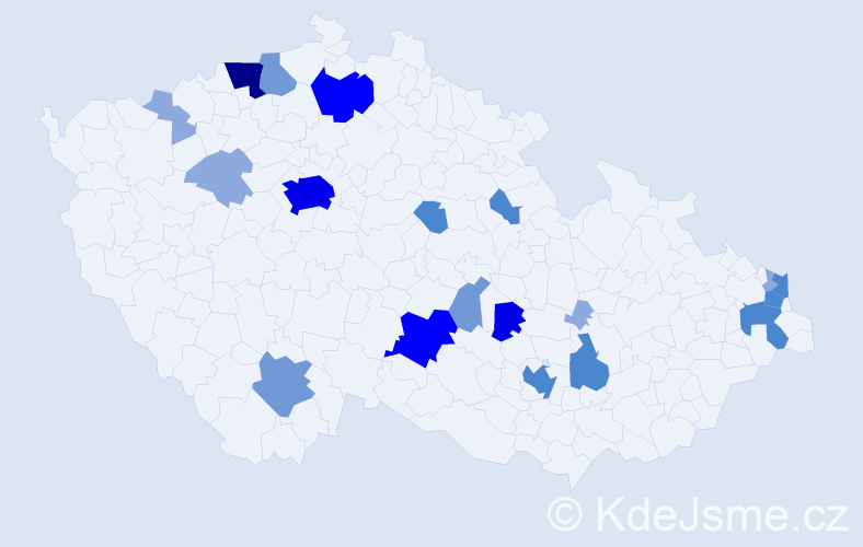 Příjmení: 'Roudenský', počet výskytů 55 v celé ČR