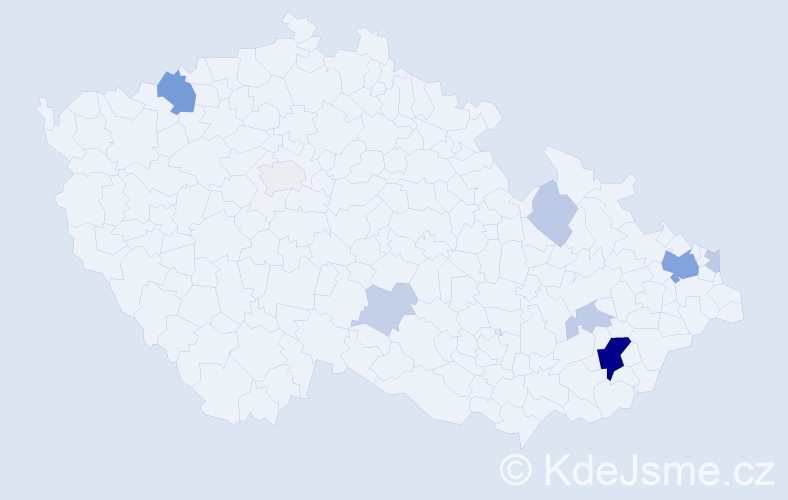 Příjmení: 'Pečková', počet výskytů 26 v celé ČR