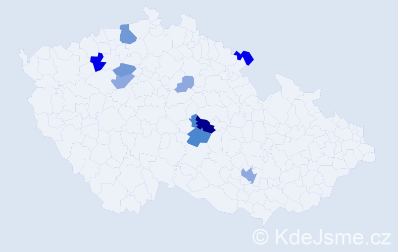 Příjmení: 'Bažout', počet výskytů 26 v celé ČR