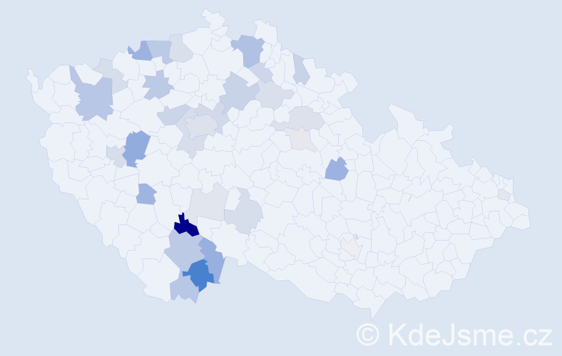 Příjmení: 'Vitoušková', počet výskytů 82 v celé ČR