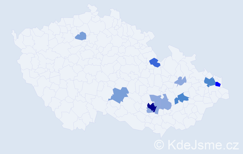 Příjmení: 'Cvilinková', počet výskytů 30 v celé ČR