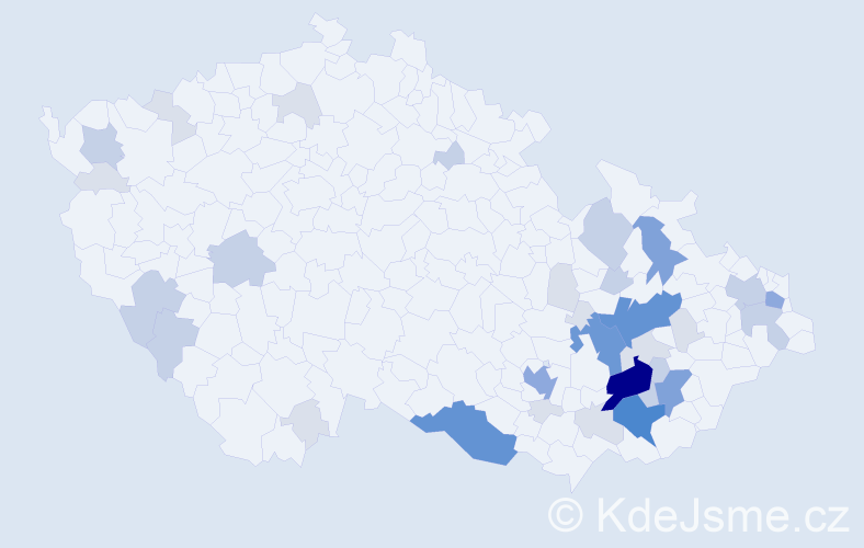 Příjmení: 'Klapilová', počet výskytů 112 v celé ČR