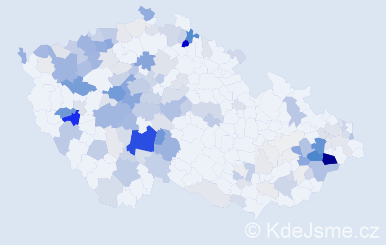 Příjmení: 'Drda', počet výskytů 528 v celé ČR