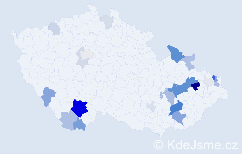 Příjmení: 'Stolička', počet výskytů 61 v celé ČR