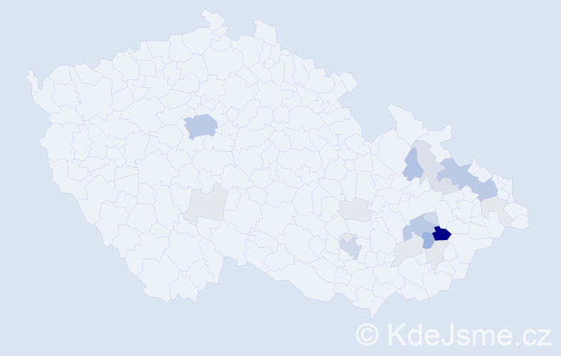 Příjmení: 'Krajcar', počet výskytů 97 v celé ČR