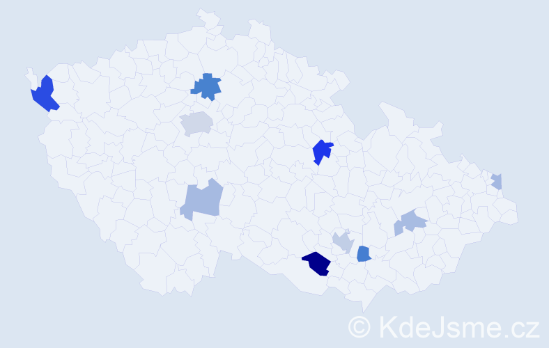 Příjmení: 'Rebro', počet výskytů 19 v celé ČR