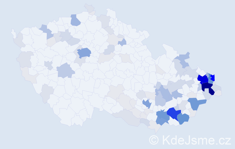 Příjmení: 'Uherek', počet výskytů 441 v celé ČR