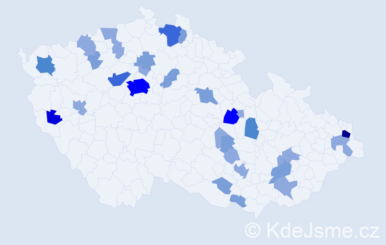 Příjmení: 'Sekereš', počet výskytů 67 v celé ČR
