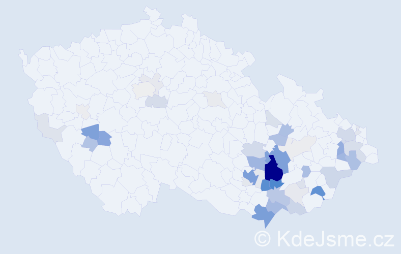 Příjmení: 'Julínek', počet výskytů 186 v celé ČR