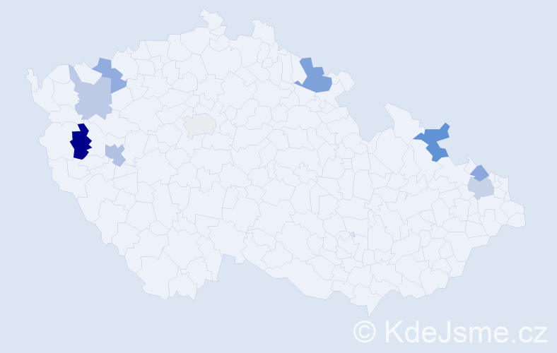Příjmení: 'Mečár', počet výskytů 14 v celé ČR