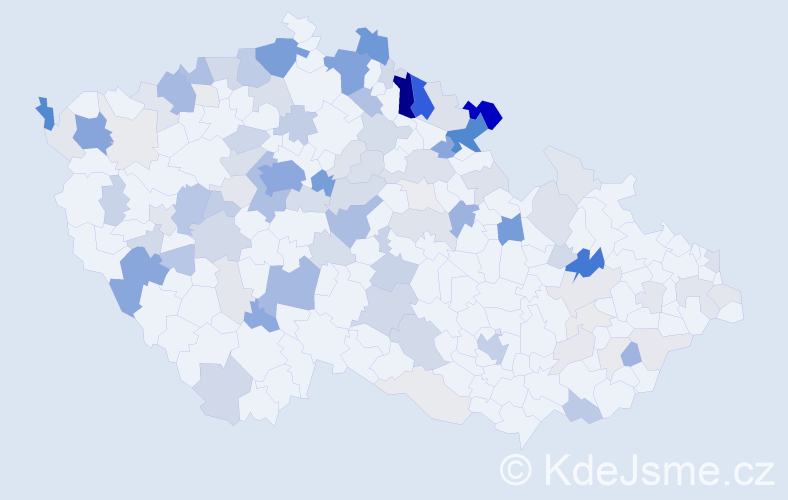 Příjmení: 'Martin', počet výskytů 400 v celé ČR