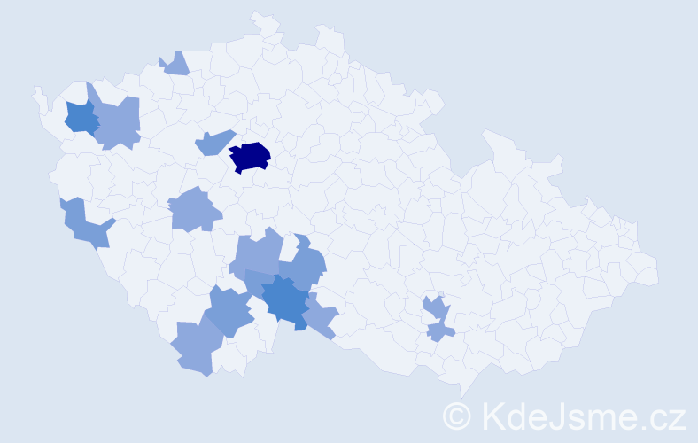 Příjmení: 'Mandelíček', počet výskytů 31 v celé ČR