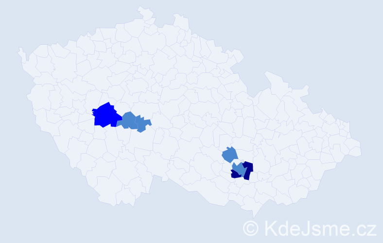 Příjmení: 'Medulánová', počet výskytů 9 v celé ČR