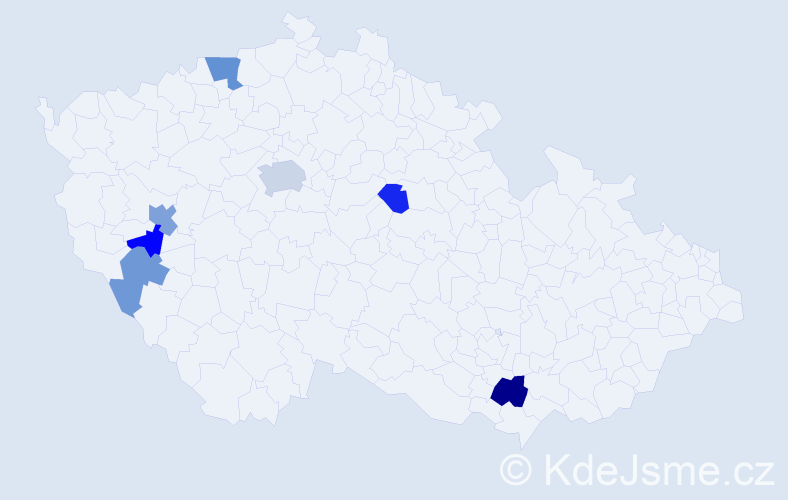 Příjmení: 'Bočko', počet výskytů 12 v celé ČR
