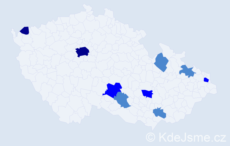 Příjmení: 'Varner', počet výskytů 16 v celé ČR