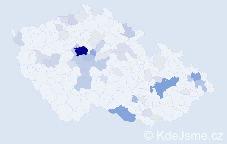 Příjmení: 'Dlabal', počet výskytů 180 v celé ČR