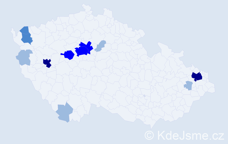 Příjmení: 'Cserge', počet výskytů 25 v celé ČR