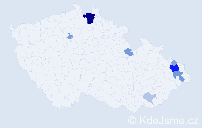Příjmení: 'Mikendová', počet výskytů 34 v celé ČR