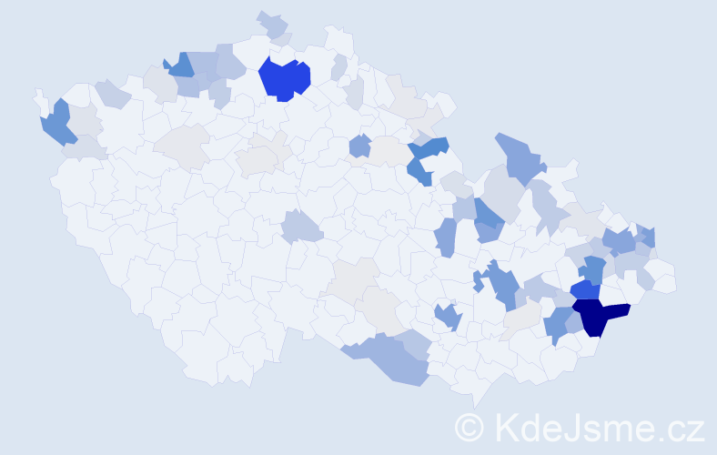 Příjmení: 'Tulejová', počet výskytů 437 v celé ČR