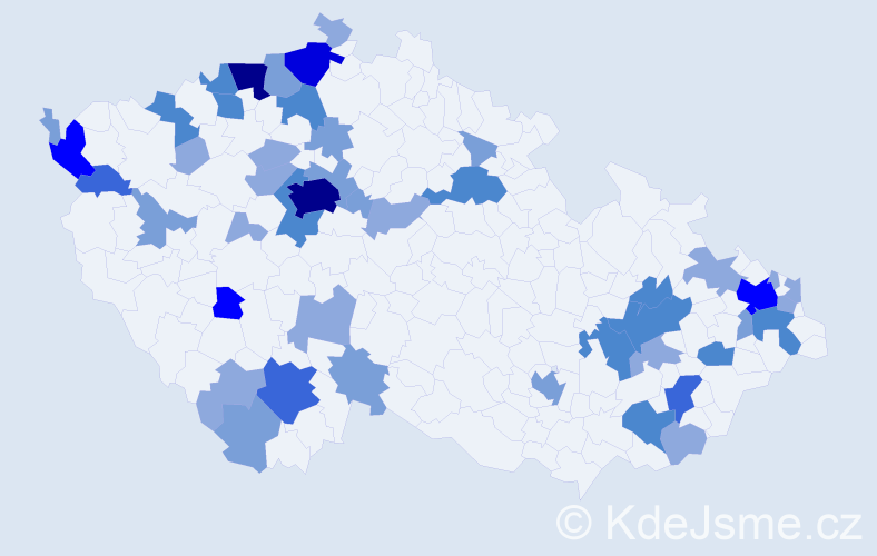 Příjmení: 'Ďurčová', počet výskytů 119 v celé ČR
