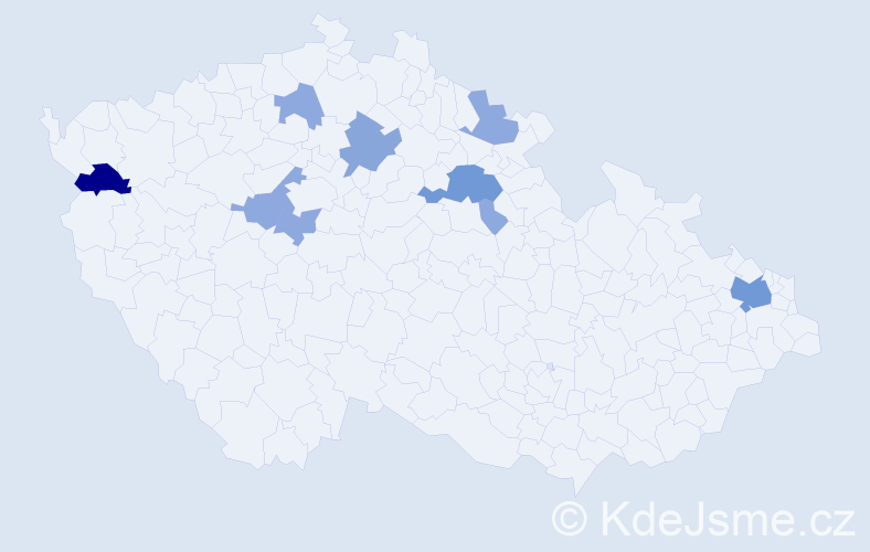 Příjmení: 'Hančin', počet výskytů 22 v celé ČR