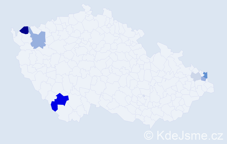 Příjmení: 'Krafčiková', počet výskytů 8 v celé ČR