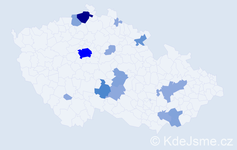 Příjmení: 'Vydlák', počet výskytů 38 v celé ČR