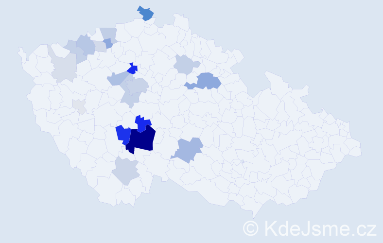 Příjmení: 'Klicmanová', počet výskytů 69 v celé ČR