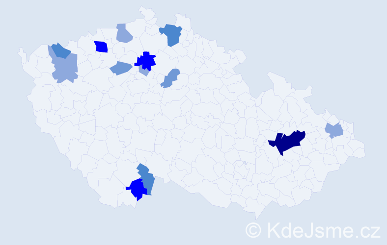 Příjmení: 'Huličková', počet výskytů 35 v celé ČR