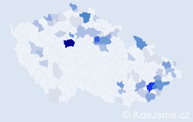 Příjmení: 'Bajza', počet výskytů 202 v celé ČR