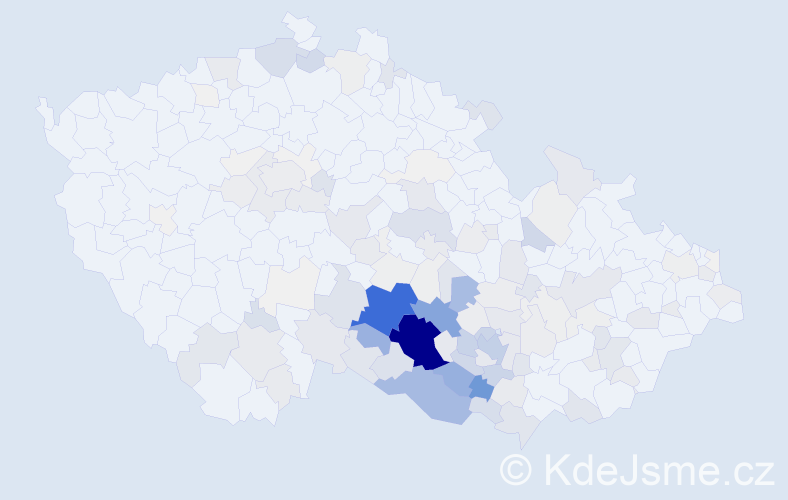 Příjmení: 'Caha', počet výskytů 740 v celé ČR