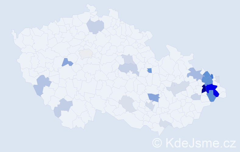 Příjmení: 'Kološ', počet výskytů 107 v celé ČR