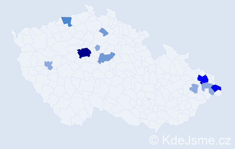 Příjmení: 'Zboranová', počet výskytů 26 v celé ČR