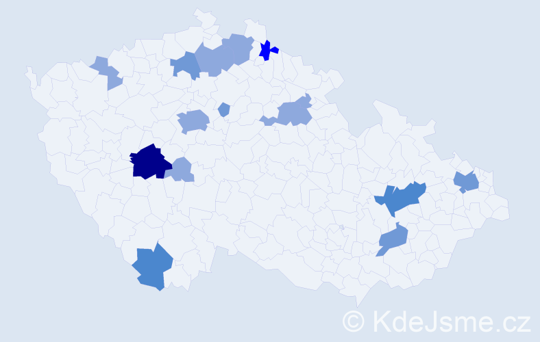 Příjmení: 'Nauč', počet výskytů 31 v celé ČR