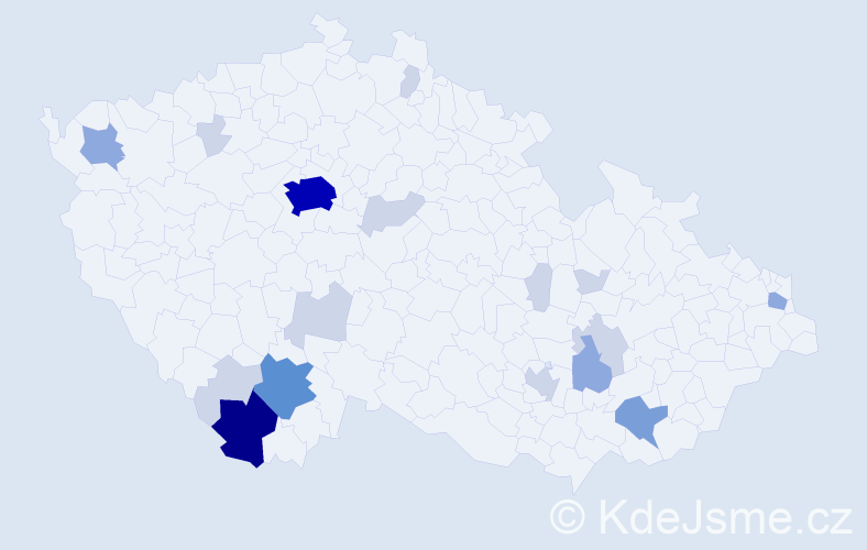 Příjmení: 'Vitek', počet výskytů 52 v celé ČR