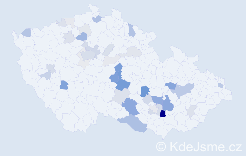 Příjmení: 'Menoušek', počet výskytů 130 v celé ČR